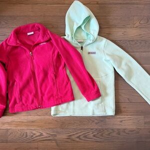Columbia Kids' Fuchsia and Light Green fleece jacket and pullover